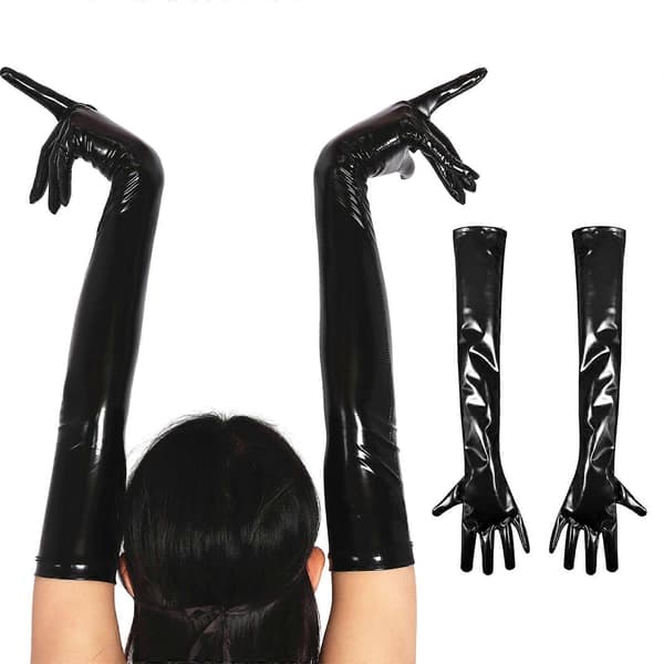 Lette PU-læderhandsker med forstærkede fingerspidser, fleksibel bevægelse, Halloween-tilbehør til aftenrollespil, blå M