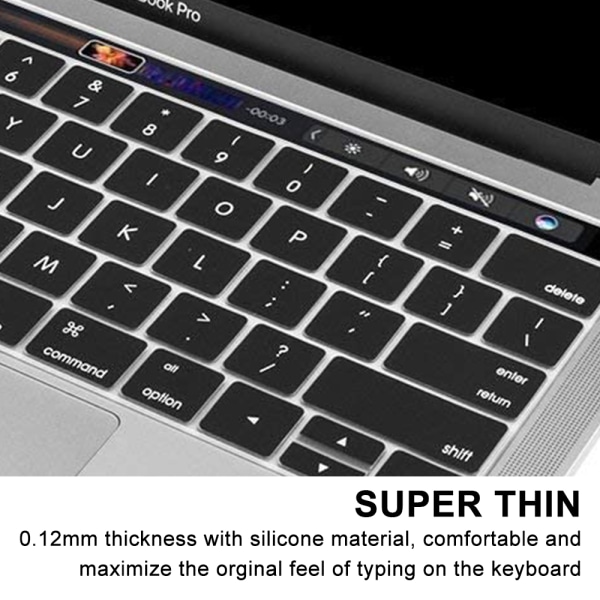 Ultratunnt tangentbordsskydd kompatibelt med MacBook Pro-Black