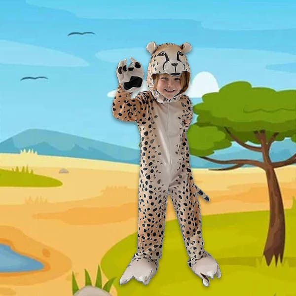 Barn S-xl Gepard Leopard Katt Djur Tryck Halloween Kostym Bodysuit Jumpsuit