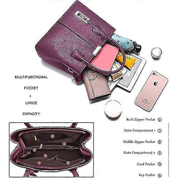 Naisten olkalaukku käsilaukku Nahkainen Crossbody-laukku ja käsilaukut naisille Purple