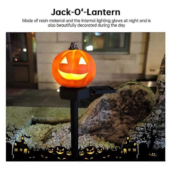 Halloween Kurpitsavalo Led Aurinkokurpitsavalo 1/2 kpl Halloween Nurmikkolyhty, Vedenpitävä Kurpitsalyhty Ulkopuutarhaan 2pcs