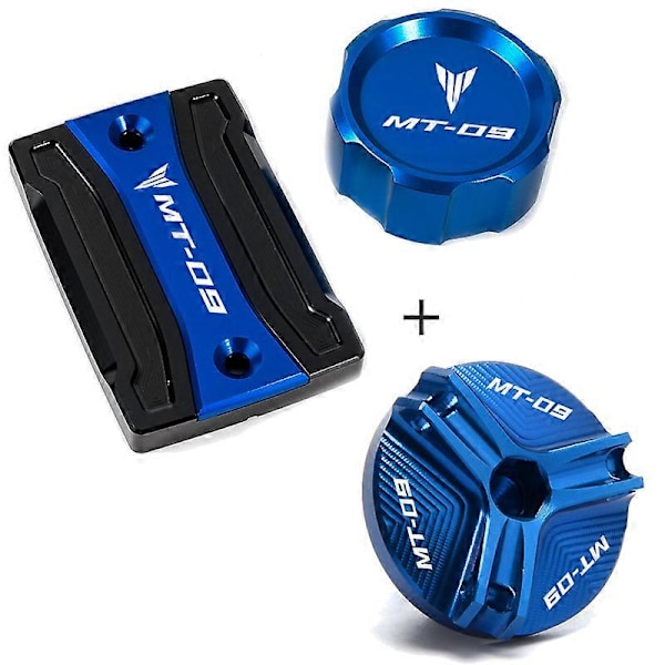 Til Yamaha MT09 TRACER MT-09 2020 2019 2014-2018 Motorcykel Cylinderdæksel Forreste Bageste Bremsevæskebeholder Dæksel Beskyttelsesskærm A set Blue