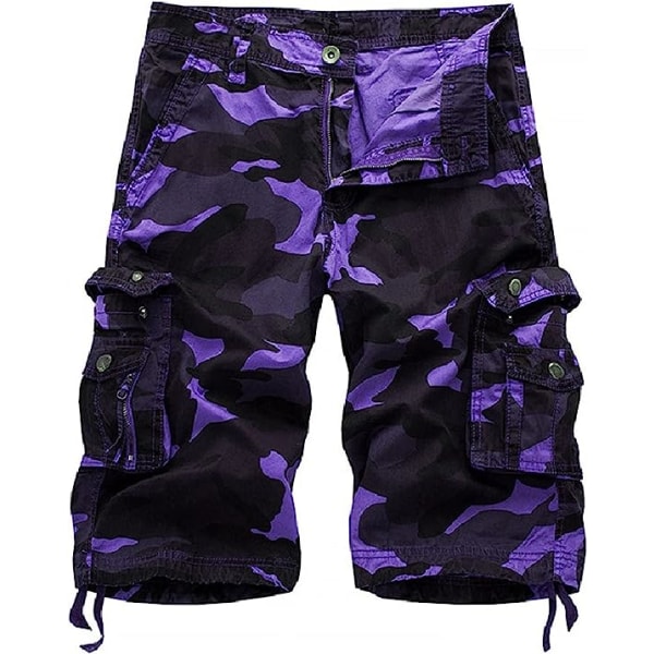 Camouflage Cargo Shorts för män Lättviktshorts med multi fickor Casual Loose Outdoor Beach Short