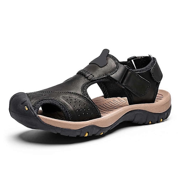 Sandaler med lukket tå og hulmønster til mænd, skridsikre og komfortable strandsko til fest, daglig brug og arbejde Black 40