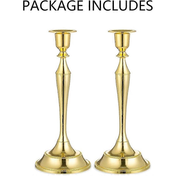 Set med 2 ljusstakar med ett huvud, timglasljusstakar i metall (guld, 2 x stora)