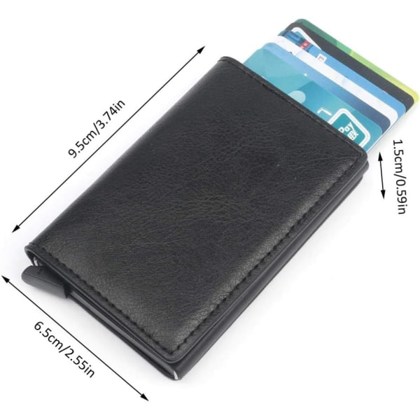 Slim Wallet for Men with Money Clip,Pop Up Wallet RFID Blocking Aluminum Automatic Credit Card Holder Case Minimalist Leather Smart Wallet (Black)