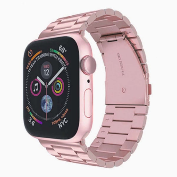 Kompatibelt Apple Watch-armbånd 38mm-40mm/42mm-44mm Erstatning Rustfritt Stål Metallbånd -38-40mm nytt rosarosa solid stålbånd