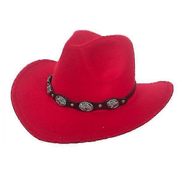 Cowboyhatt Faux Lær Reise Caps Rød