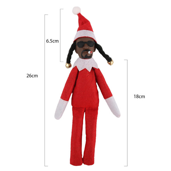 Harts Resin Doll Svart Filtdocka Snoop på en Trappsteg Kikar på en Böjd Jultomtedocka Red