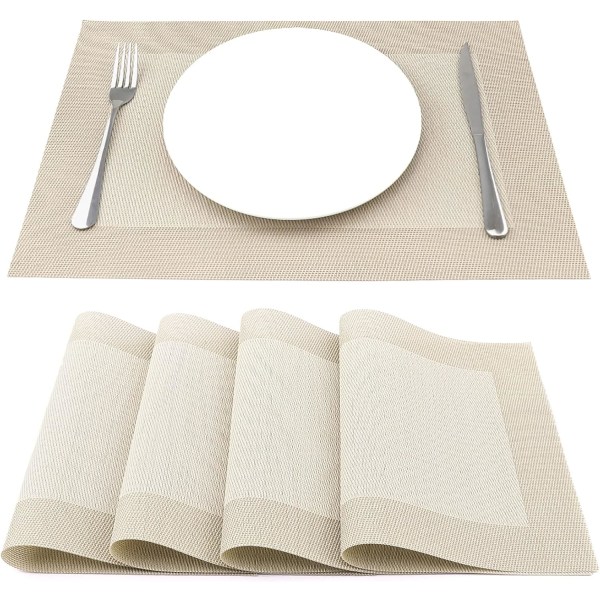 Set of 4 Heat Wear Resistant Vinyl Placemats, Woven for Kitchen Placemats 45 cm * 30 cm