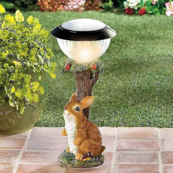 Havestatuer med solcellelys, interessante haveskulpturer og haver, statuer i græsplæner (forskellige muligheder) rabbit