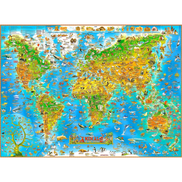 1000 bitar pussel för vuxna Världens djur Pussel Djur Karta Pussel Jordkarta Utmanande pedagogiska leksaker för barn Tonåringar