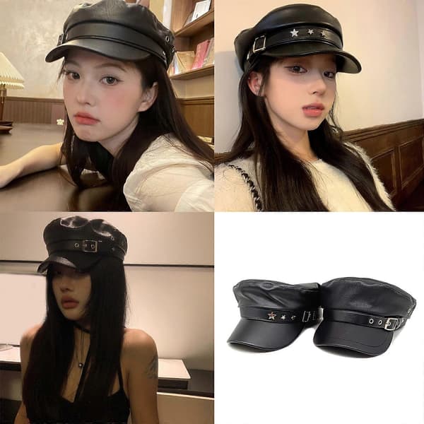 Unisex Beret Star Grommet Painter Hat Britisk Cabbie Hat for høst vinter Flat Hat for daglig bruk Cabbie Hat