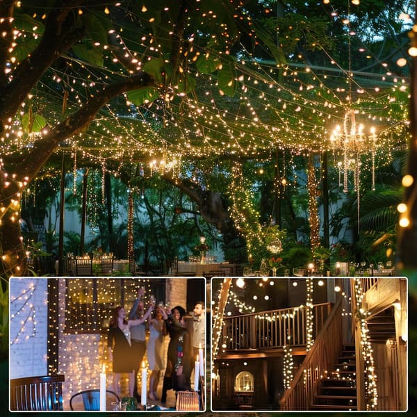 Outdoor LED String Lights, 50m, 400 LED Lights, Christmas Tree Lighting, 8 Modes, for Indoor Use, with Timer and Memory Function, for Christmas, Pair