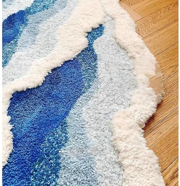ING Vågformad sovrumsmatta, fluffig matta, badrumsmatta, badmattor (80 x 50 cm)