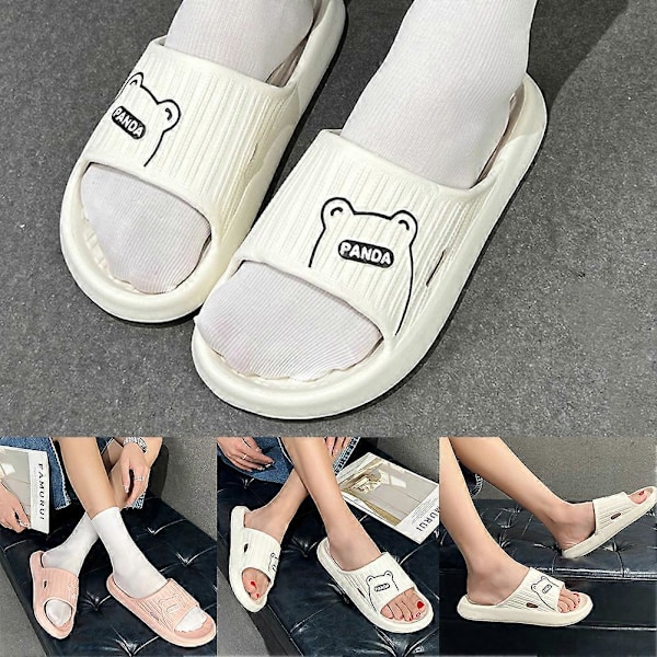 Enkla Mjuka Sulor Tofflor Halksäkra Öppna Tå EVA Duschsandaler för Sommar Creamy-white 40-41
