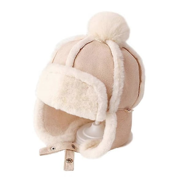Baby Dreng Ushanka Øreklap Vinter Trooper Hue Unisex Børn Trapper Hat, Beige