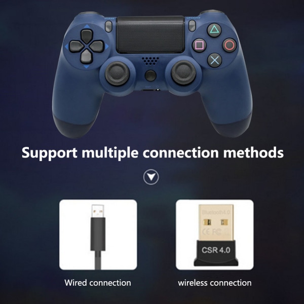 Trådlös spelkontroll Styrenhet Bluetooth Dual Head Gamepad Joystick Gamepad kompatibel med spelkonsol 4-midnattsblå