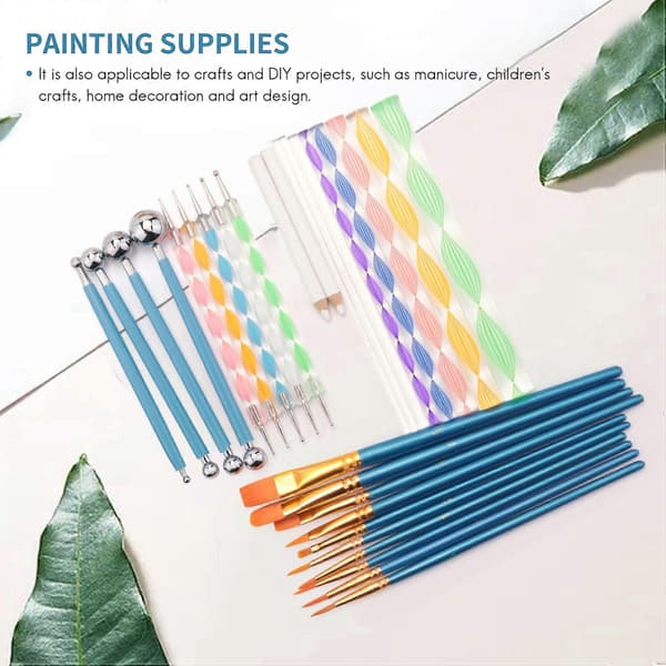 45 delar Mandala Dotting Tools Set, Stencil Painting Arts Supplies Tools Kits Inklusive Stencilmallar, Mini Staffli