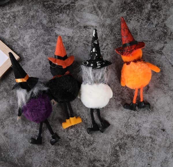 Halloween-ophæng, græskar, heks og sort kat-pynt, 4 stk.