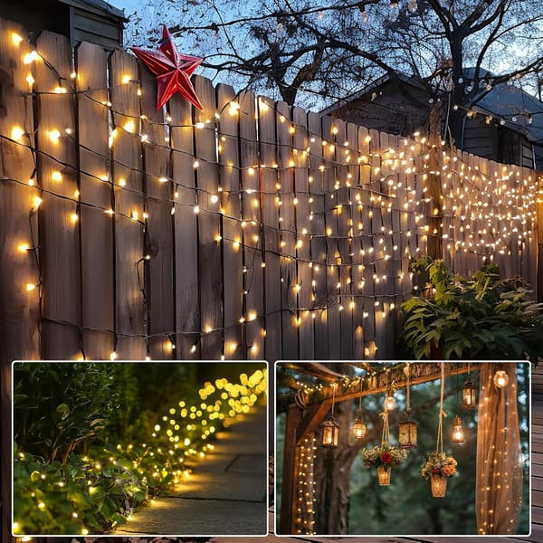 Outdoor LED String Lights, 50m, 400 LED Lights, Christmas Tree Lighting, 8 Modes, for Indoor Use, with Timer and Memory Function, for Christmas, Pair