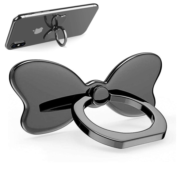 Fluga telefonhållare Ring Spänne-Svart. Kompatibel med iPhone Samsung Galaxy Mobile söta tillbehör
