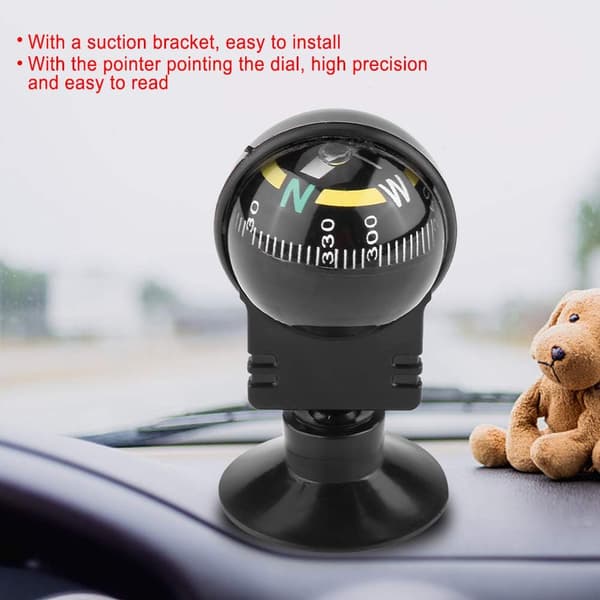 Adjustable Dashboard Compass, Navigation Direction Pointing Mini Guide Ball, Suitable for Car, Truck, Boat or Bicycle, Travel
