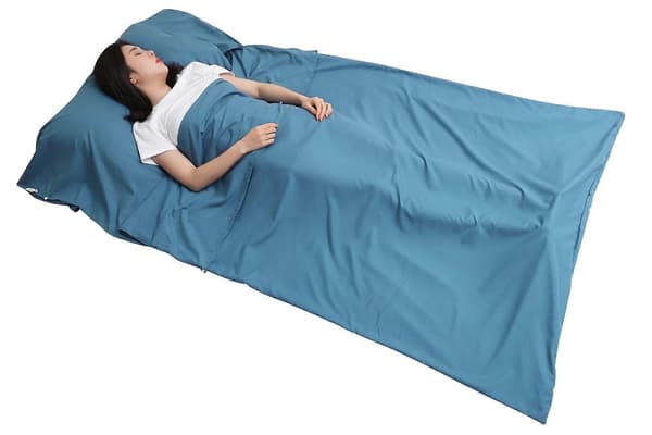Sovsäcksfoder 215x110CM, Bärbara Lätta Sovsäckar, Reselakan med Kuddfack för Vuxna Tonåringar Hotell Resor Camping Hem