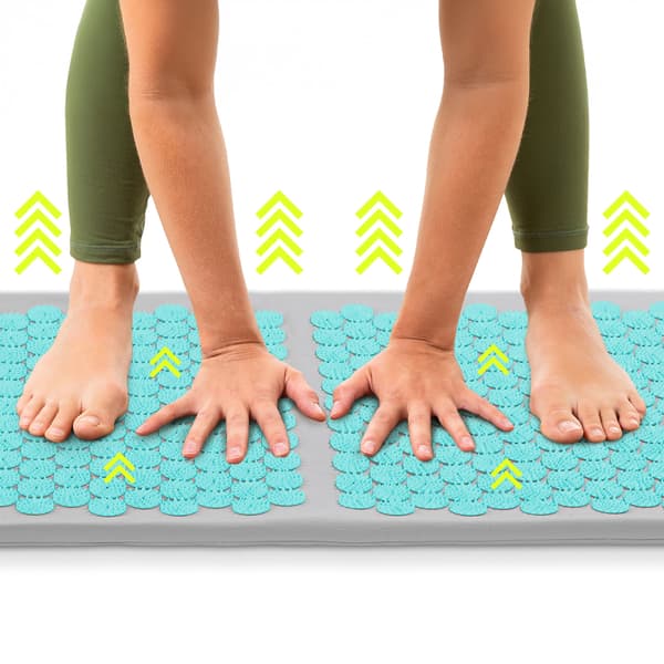 HyperMotion Acupressure Mat XL 130 cm with Pillow & Case, Grey/Mint