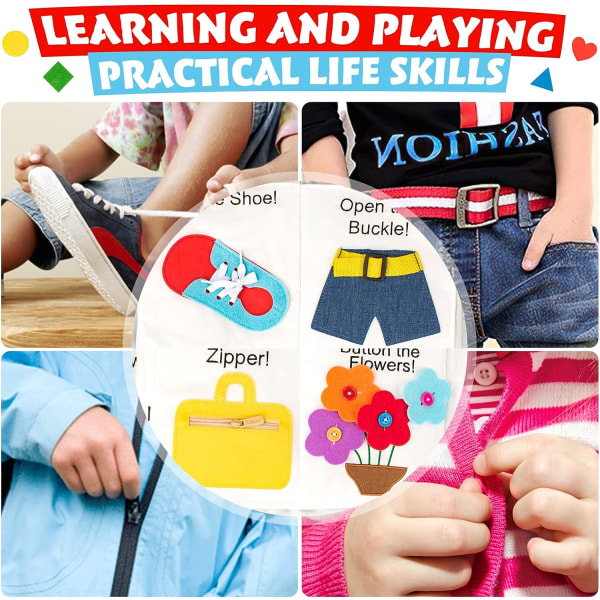 Tyst bok för småbarn, mjuk aktivitet Upptagen toddler Leksaker Pedagogiska Montessori 1 2 3 år gamla småbarn Pojke Flicka