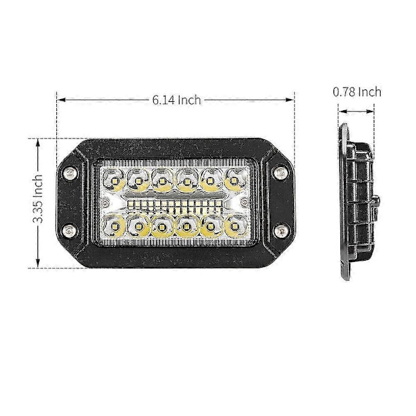 2 stk. 12V 6 tommer forsænket arbejdslygte 26 LED Super Bright Spotlight Bilforlygte