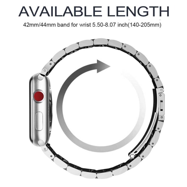 Kompatibelt Apple Watch-armband 42mm-44mm ersättning rostfritt stål metallband -42-44mm silver