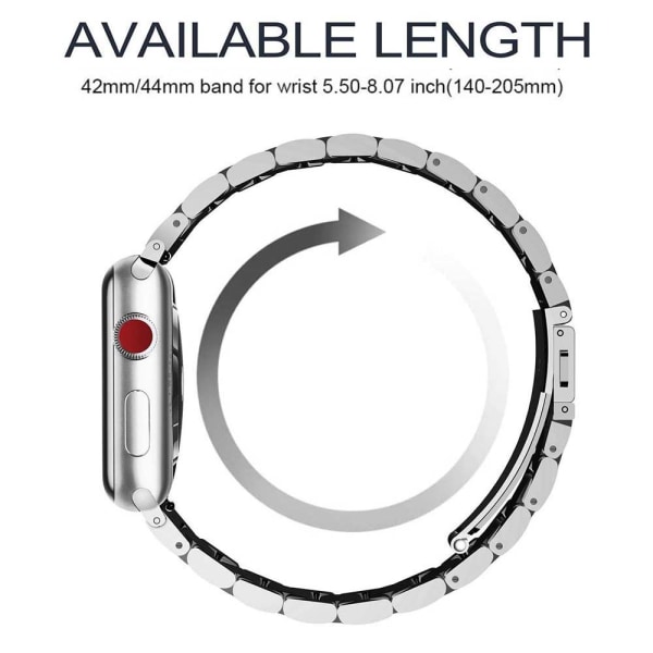 Kompatibelt Apple Watch Band 42mm-44mm Ersättningsmetallband i rostfritt stål -42-44mm silver