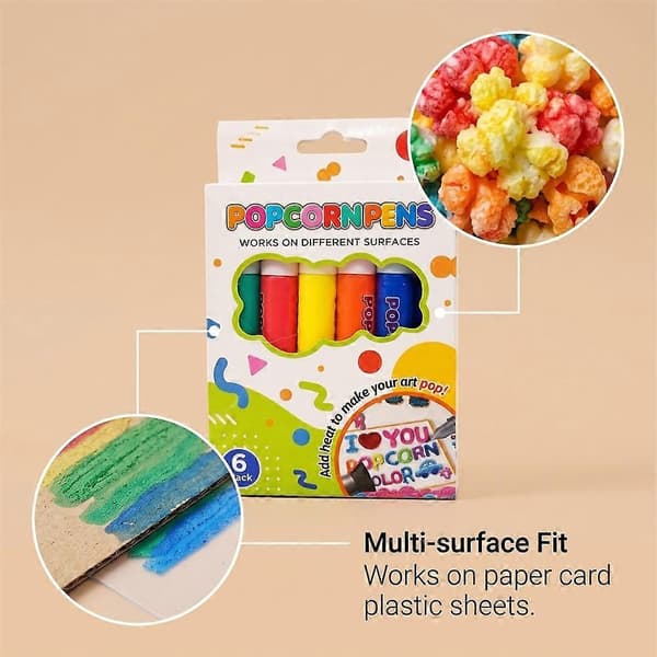 Magic Puffy Pen DIY Bubble Popcorn Tegnepenne 3D Kunst Puffy Maling Pen Graffiti Papirvarer 2 Box