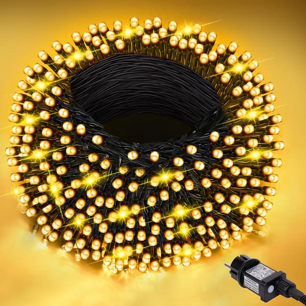 Outdoor LED String Lights, 50m, 400 LED Lights, Christmas Tree Lighting, 8 Modes, for Indoor Use, with Timer and Memory Function, for Christmas, Pair