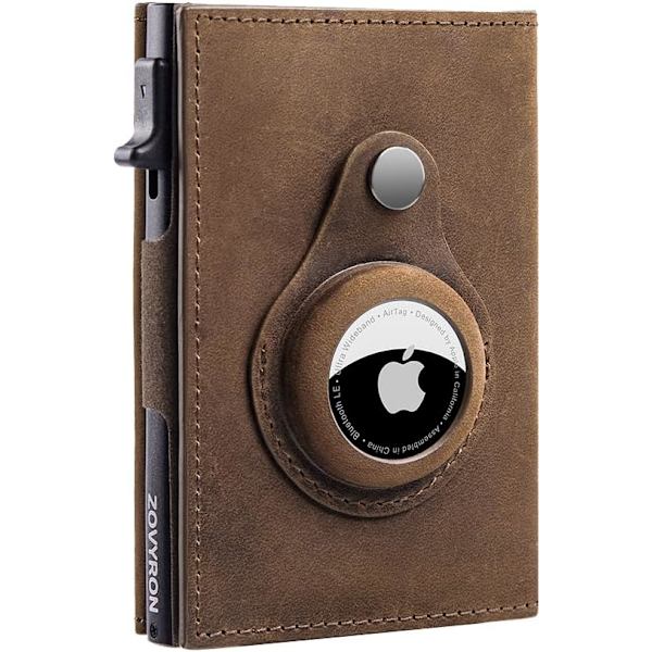 Herre Smart Wallet Slim Minimalistisk RFID Front Pocket Wallet Metal Pengekort Holder Læder RFID-teknologi Kreditkortklip Pop-up Wallet Brun