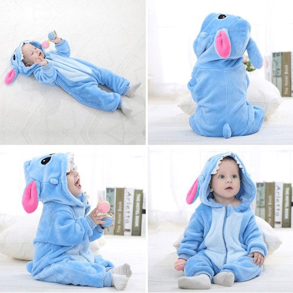 Suloiset piirretyt yöasut – Mukavat ja söpöt flanellipyjamat polyesterikankaasta vertaansa vailla olevaan mukavuuteen ja tyyliin (Stitch, 80cm) Stitch 80cm