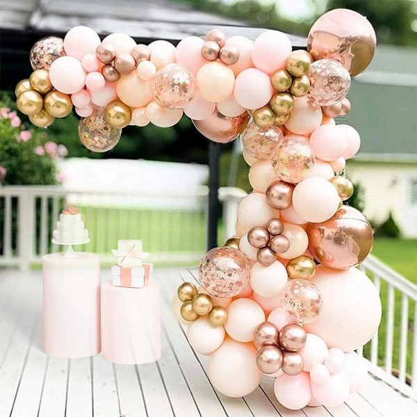 96pcs Macaron Orange Balloon Garland Arch Kit Metallic Chrome Ballons with 4D Globos and Rose Gold Confetti Latex Balloon Wedding