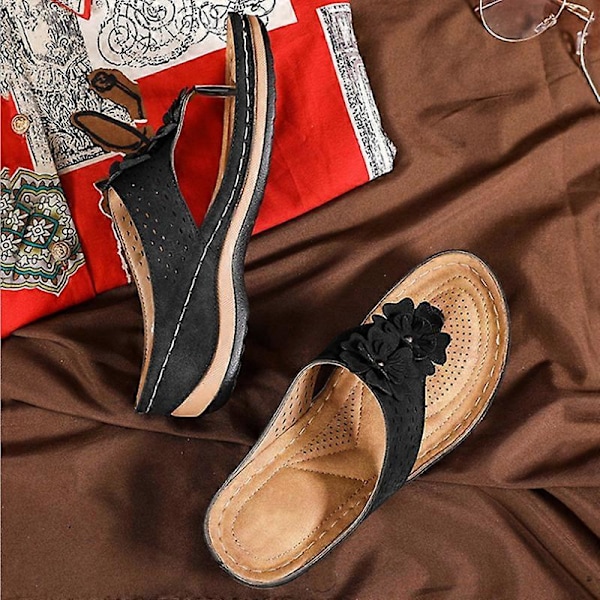 Damskor med Ortopediska Sandaler Komfort Premium Casual Platta Sandaler för Sommar Utomhus Vandring Promenad Brown 36