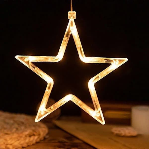 LED Star-shaped Window Lights Christmas Decorative String Lights Battery Operated Hanging Christmas Window Decorations with Suction Cup