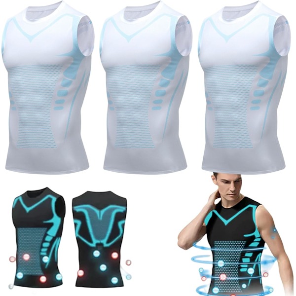 Vitaboost Vest -puristuspaita, Maynox Vita Bboost Vest, Muotoileva liiviversio Ioninen muotoileva hihaton paita Miehille Mukava Hengittävä White 3XL