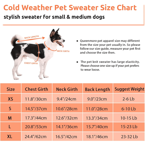 Pieni koiran villapaita, kylmän sään kaapeli neulos, kääntökaulus paksu lämmin vaatteet chihuahua, bulldog, mäyräkoira, mopsi (oranssi, X-Large)