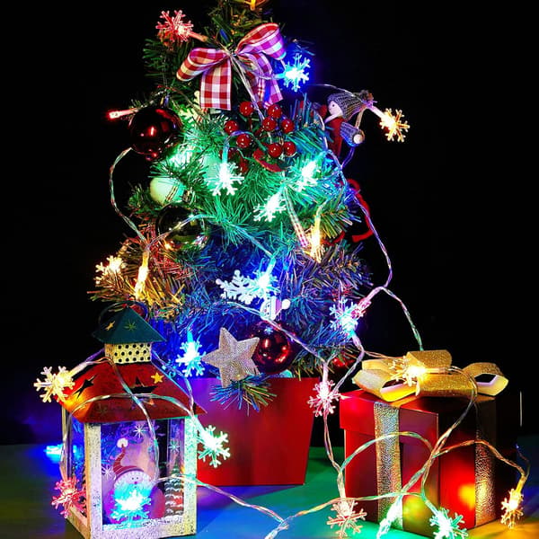 Jul Snöflinga Ljusslingor 20Ft 40 LED Batteridriven Li