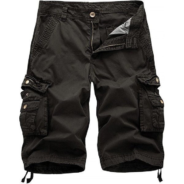 Avslappnade Cargo-shorts för män Casual , flerficks blixtlås Deco-shorts  för utomhusbruk Lätta korta byxor i twill 7d62 | Fyndiq