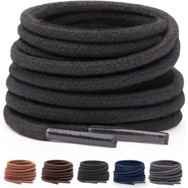 Laces for Dress Shoes - Round Oxford Shoelaces for Men - High quality core-spun cotton cotton round rope hole shoe rope black 40 inches