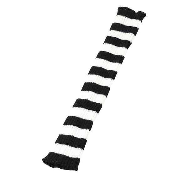 Stribede strikkede benvarmere til kvinder, lårhøje strømper, benærmer til dansefest-outfits og vintervarme, sort og røde striber Black and red strips