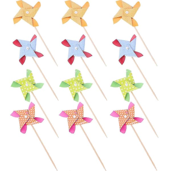 Mini vindmølle kake topper tre cupcake pinner til bursdagsfest 18 stk