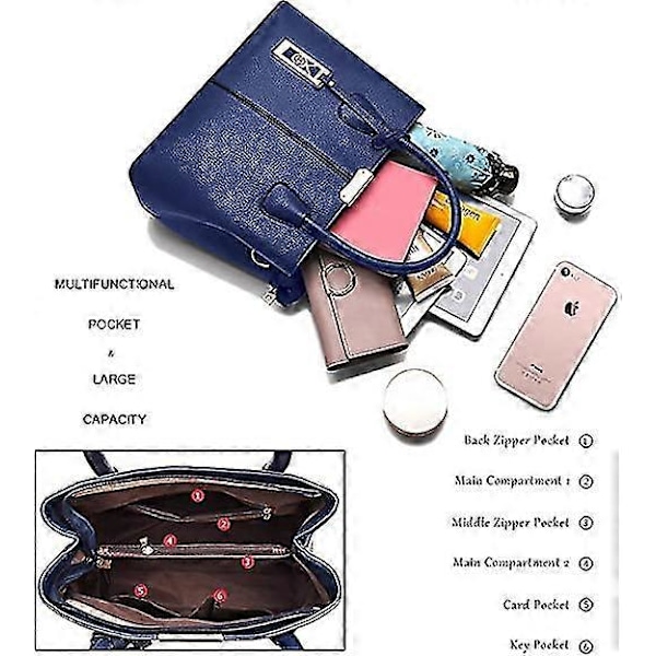 Naisten olkalaukku käsilaukku Nahkainen Crossbody-laukku ja käsilaukut naisille Blue