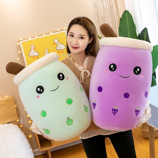 Söt Bubble Tea Plyschleksak Super Mjuk Plushie Fylld Dock Multifunktionell Kudde för Hem Vardagsrum Kontor 25cm White