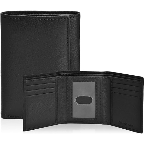 Trefaldig plånbok i äkta läder för män - RFID-plånböcker Slim 9 kreditkortshållare 2 ID-fack Present för män